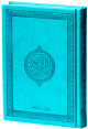 Le Saint Coran version arabe (Lecture Hafs) de luxe avec couverture en cuir bleu-vert