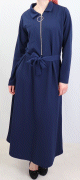 Robe longue fermeture zip avec ceinture pour femme (Taille standard) - Couleur Bleu