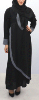 Abaya noire Dubai chic avec son hijab assorti (Robe pour femme musulmane voilee)