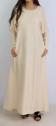 Robe longue sobre ample evasee pour femme - Marque Amelis Paris - Couleur creme