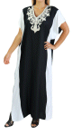 Robe marocaine tres longue et large bi-couleur avec broderies - Plusieurs couleurs disponibles