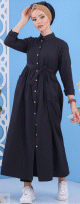 Belle robe longue mastour boutonnée pour femme - Couleur Noir Belle robe longue mastour boutonnée pour femme - Couleur Noir