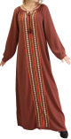 Robe Abaya brodee pour femme - Couleur Marron noisette
