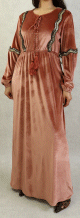 Robe oriental en velours avec broderies et paillettes pour femme (Saison Automne Hiver) - Couleur Brique clair