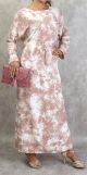 Robe longue en coton a imprimes delaves - Couleur rose