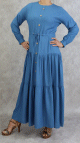 Robe longue fluide de couleur bleu acier