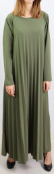 Robe longue plissee et evasee - Taille Standard - Couleur Kaki