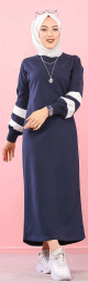Robe longue style sport pour femme voilee (Robes hijab pas cher pour femmes) - Couleur bleu marine