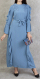 Robe longue a froufrous - Couleur Bleu Gris