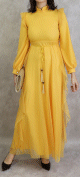 Robe de soiree longue en tulle habillee pour femme - Couleur Jaune
