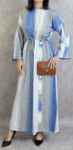 Robe longue pour femme effet tisse de couleur gris clair; bleu roi et blanc