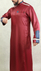 Qamis homme haut de gamme style moderne de couleurs bordeaux et bleue (tissu satine)