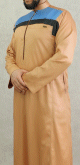 Qamis homme moderne haut de gamme de couleur beige, marron-bordeaux et bleue (tissu satine)