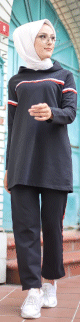 Survetement avec sweat-shirt a capuche et pantalon jogging type sportswear (Hijab Sport) - Couleur noir