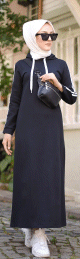 Robe longue a capuche type sportwear pour femme musulmane sportive (Vetement Hijab moderne) - Couleur noir