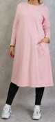 Tunique longue pour femme de type Sportswear en coton avec une grande poche de couleur rose