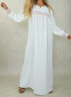 Robe longue avec broderies colorees et perles pour femme - Couleur blanc