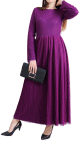 Robe de soiree longue plissee en tulle pour femme - Couleur Violet