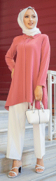 Tunique ample coupe originale (Vetement adapte a la femme musulmane) - Couleur rose