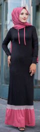 Robe noire et rose avec capuche style moderne pour femme