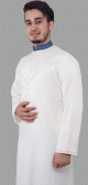 Qamis traditionnel elegant pour homme de qualite superieure avec broderies - Couleur blanc casse