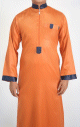 Qamis homme moderne tissu de qualite superieure satine - Couleur orange et bleu