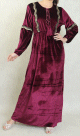 Robe style oriental en velours brodee pailletee pour femme (Automne Hiver) - Couleur Prune