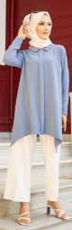 Tunique ample coupe originale (Vetement modeste pour la femme voilee) - Couleur bleu