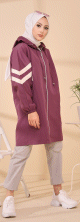 Impermeable a capuche pour femme (Vetement Hiver Moderne pour Hijab - Saison Automne Hiver) - Couleur violet clair