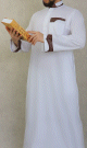 Qamis homme classique tissu en coton de qualite superieure - Couleur blanc et marron