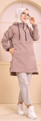 Impermeable femme avec capuche (Vetement Hijab Saison froide) - Couleur beige