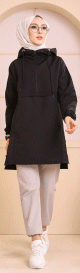 Impermeable femme a capuche (Tenue Hijab Saison Hiver) - Couleur noir