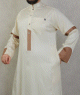 Qamis satine moderne de luxe - Couleur blanc casse et marron