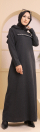 Robe longue decontractee avec capuche (Vetement hijab - Modest Fashion) - Couleur anthracite