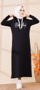 Robe evasee decontractee avec capuche style moderne et sport (Vetements pour femmes voilees) - Couleur noir