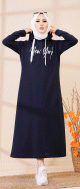 Robe decontractee avec capuche style moderne et sport (Hijab mode) - Couleur bleu marine