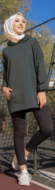 Sweatshirt a capuche pour femme inscription au dos "I am where are you" (Hijab sport) - Couleur vert