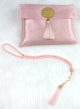 Sacoche cadeau : Pochette en tissu + Chapelet (Sebha) de luxe + Tapis de priere adulte - Couleur rose poudre