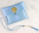 Sacoche cadeau : Pochette en tissu + Chapelet (Sebha) de luxe + Tapis de priere adulte - Couleur bleu ciel