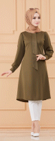 Tunique style habille pour femme (Vetement hijab classique) - Couleur kaki
