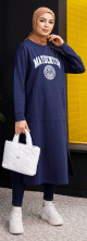 Robe - Tunique longue pour femme (Casual Hijab Outfit 2024) - Couleur bleu marine