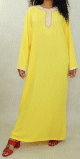 Robe longue en coton avec broderie pour femme - Couleur jaune Robe longue en coton avec broderie pour femme - Couleur jaune