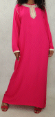 Robe longue en coton avec broderie pour femme - Couleur rose bonbon Robe longue en coton avec broderie pour femme - Couleur rose bonbon