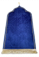 Tapis priere de luxe dore pour adulte sous forme de mosquee (Mihrab) - Couleur bleu Fonce