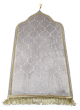 Tapis de priere de luxe dore pour adulte sous forme de mosquee (Mihrab) - Couleur gris clair brillant (argente)