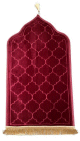 Tapis de priere original en forme de Mihrab avec parties dorees (Sajjada adulte Design Mehrab / Mosquee) - Couleur bordeaux