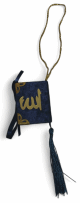Pendentif Mini-Coran recouvert de velours avec parties dorées (Déco Islam) - Couleur bleu