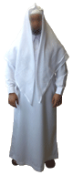 Ghutra blanche sans motifs legers et chachia blanche assortie