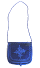 Sacoche artisanale en tissu mabra bleu marine avec de jolis motifs brodes